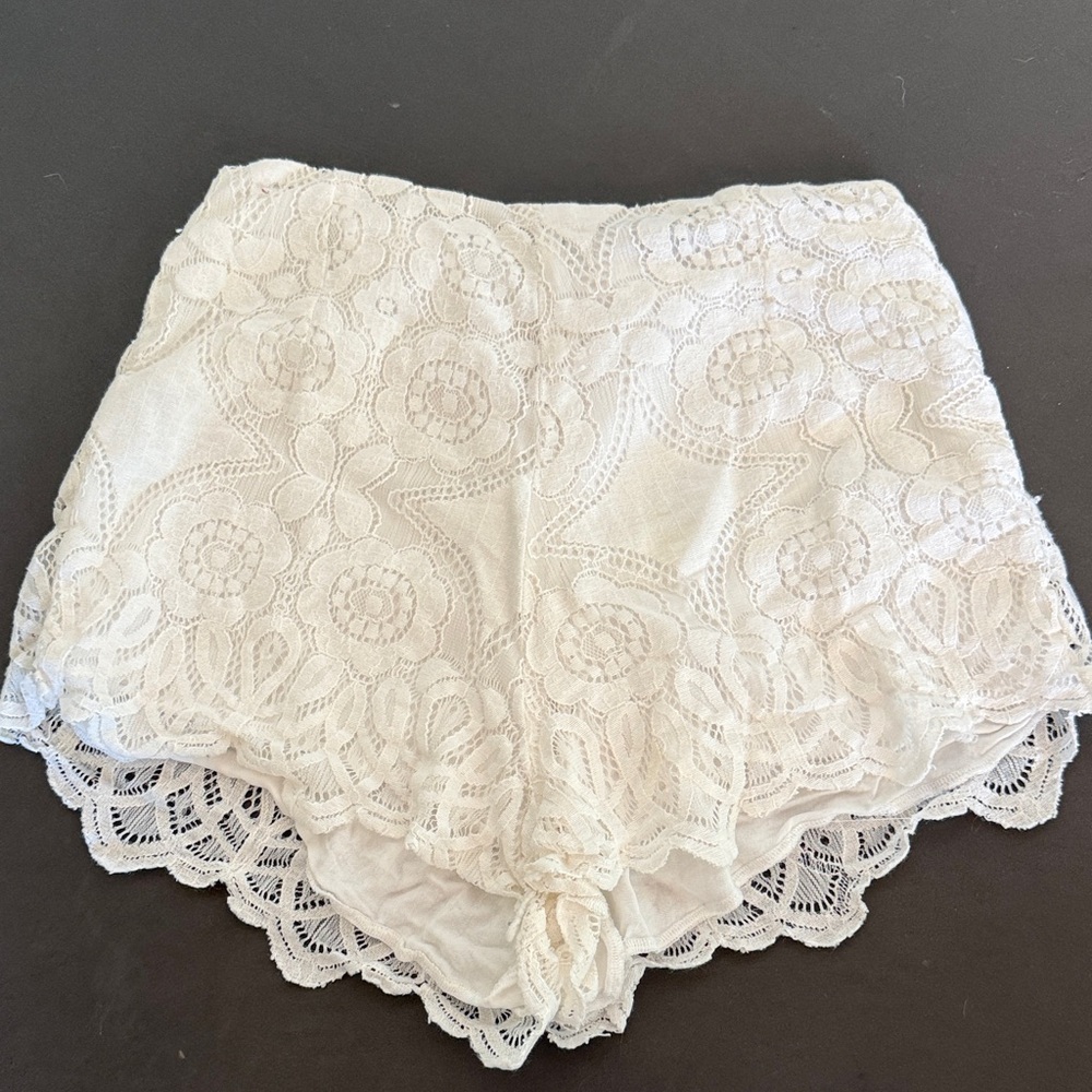 Beach Riot High Waist Lace Shorts - Cream
